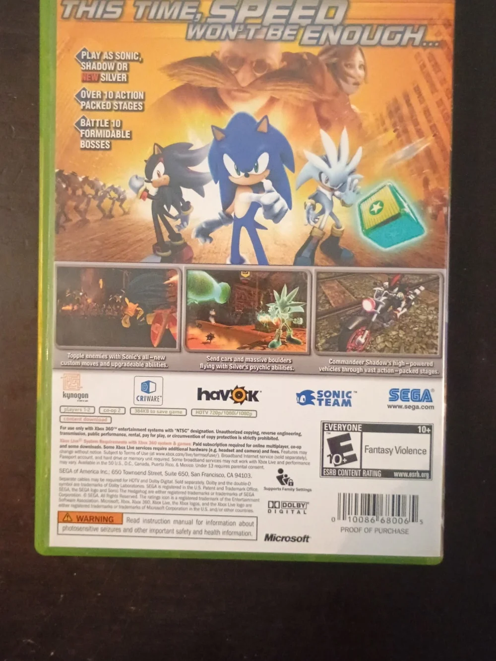 Sonic the Hedgehog Xbox 360 Game - Blue